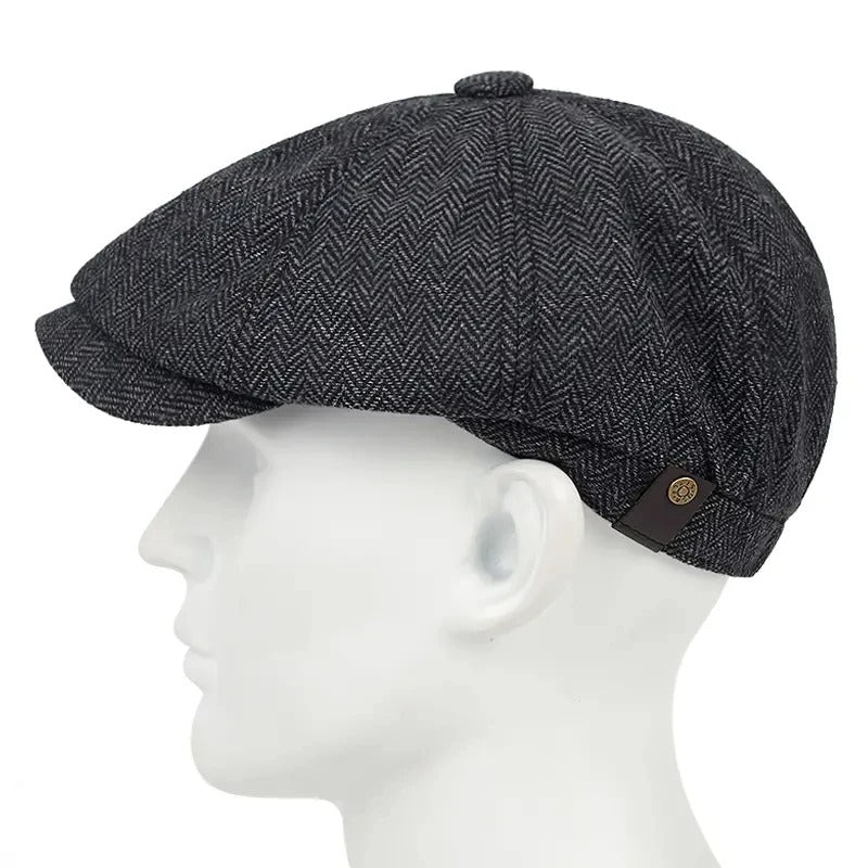 Baker Boy Peaky Blinders Hat Newsboy Flat Cap Herringbone Tweed Gatsby