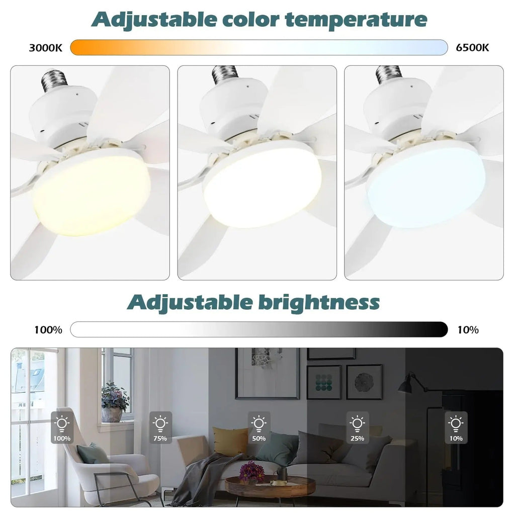 LED Ceiling Fan Light Dimmable Living Room Lamp Remote Control Color Changing