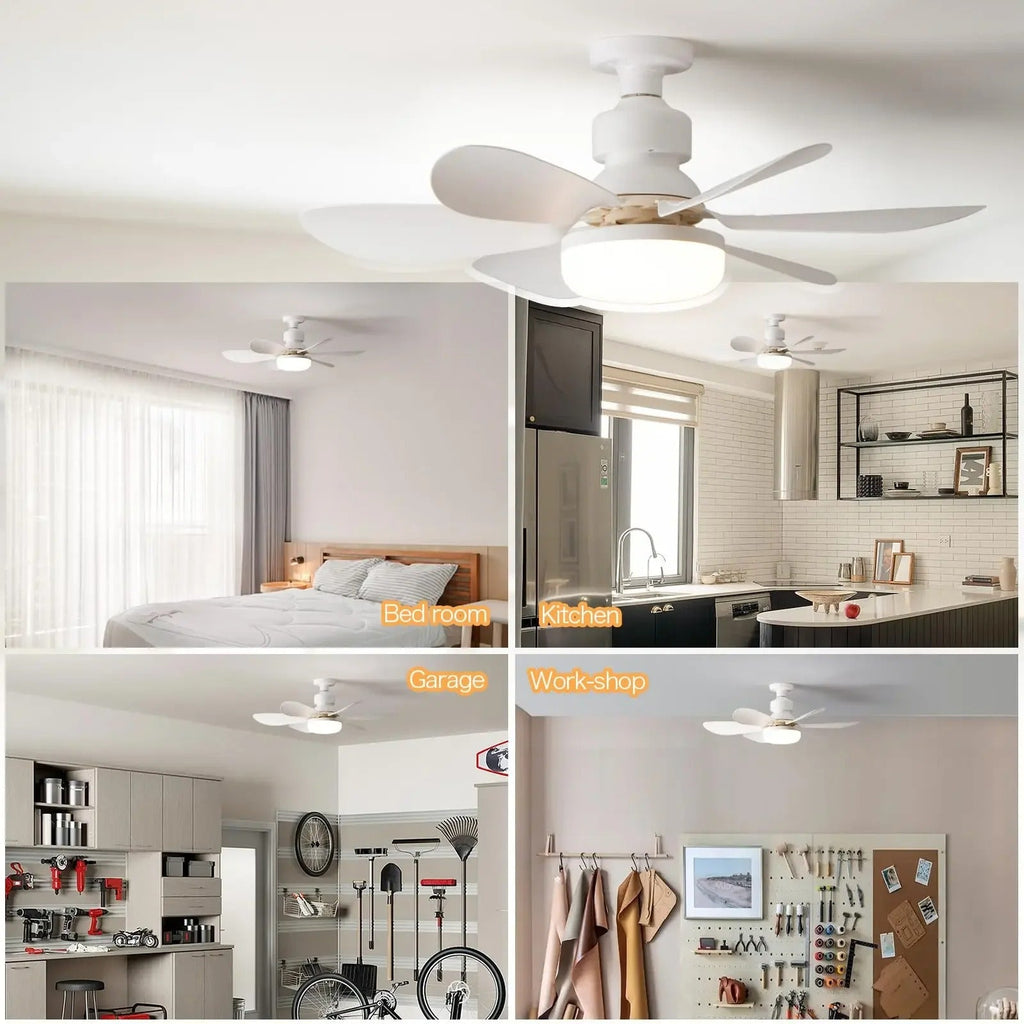 LED Ceiling Fan Light Dimmable Living Room Lamp Remote Control Color Changing